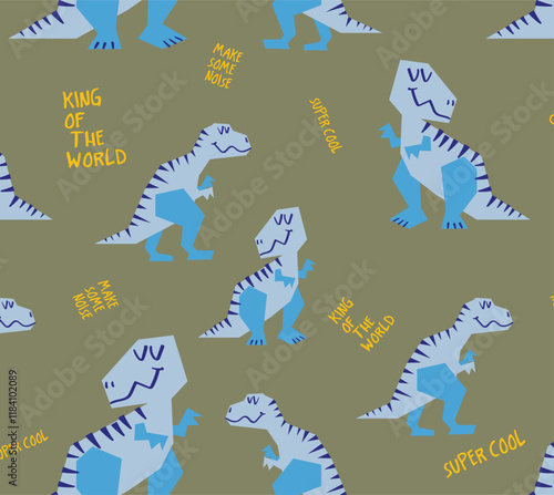 vector cartoon dino illustration for t shirt print 