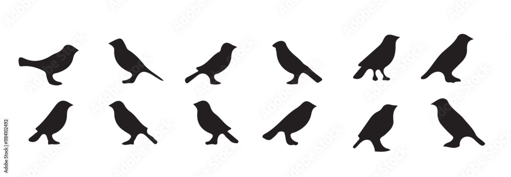 silhouettes of birds in black color.bird silhouette vector illustration,Diverse positions, flying, perching silhouettes of birds in black color.bird silhouette vector illustration,Diverse positions, flying, perching