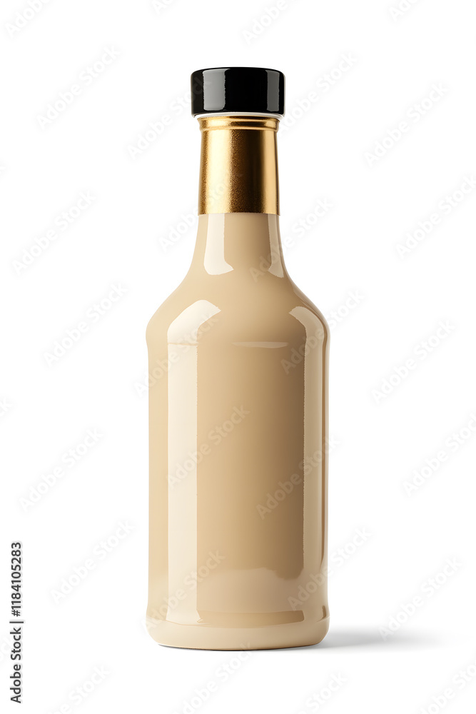 A bottle of Irish cream liqueur cocktail. Product mock up isolated on white A bottle of Irish cream liqueur cocktail. Product mock up isolated on white