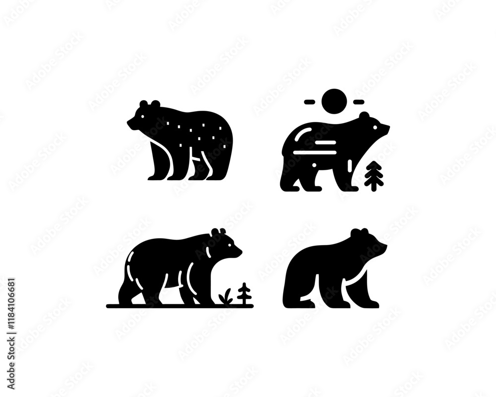 Naklejka premium set of silhouettes bear logo