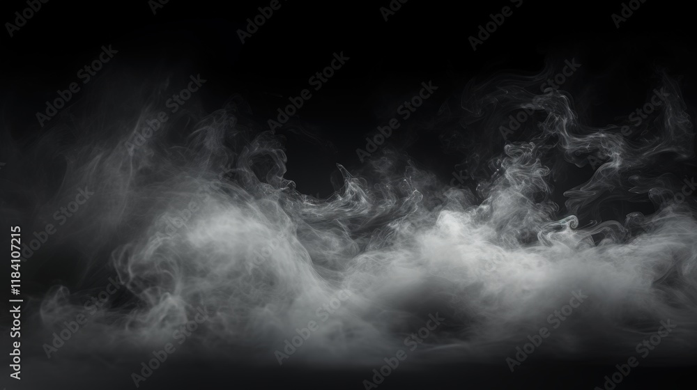 Fototapeta premium Mysterious Fog and Mist Effect on Black Background Creating an Atmospheric and Enigmatic Nature Scene for Creative Projects