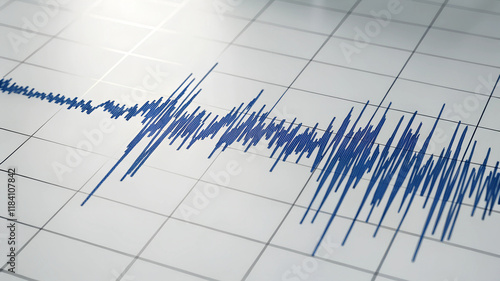 Seismograph recording earthquake activity with visible seismic waves photo