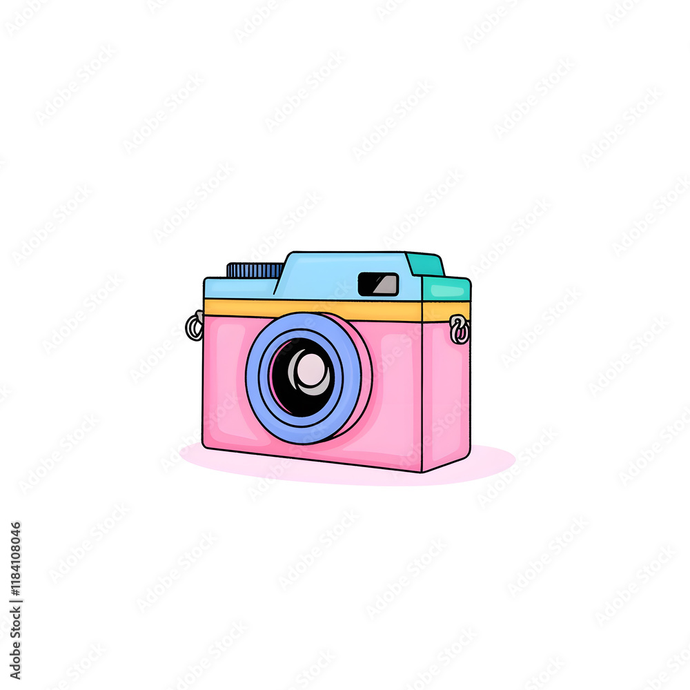 3d cartoon rainbow colored camera icon isolated on a white background 3d cartoon rainbow colored camera icon isolated on a white background