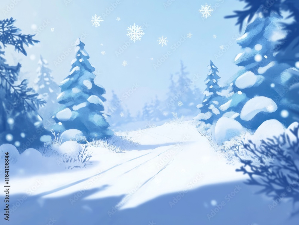 Serene Winter Wonderland Path Through Snowy Trees Serene Winter Wonderland Path Through Snowy Trees