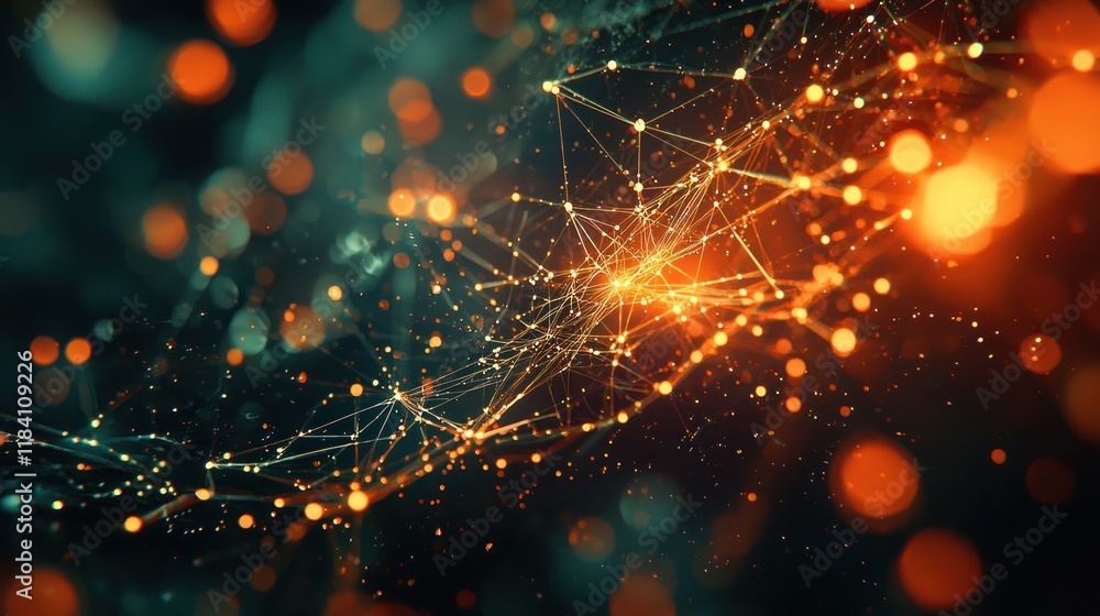 Fototapeta premium Abstract Network Connections: Glowing Nodes and Lines