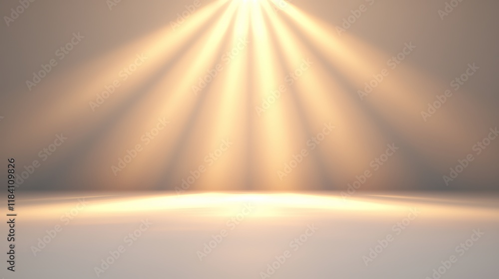 Obraz premium 3D render of soft golden light radiating downwards, creating a calming and ethereal atmosphere.