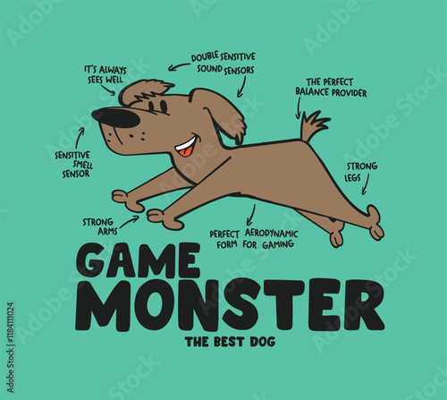 Vector cartoon dog illustration for t shirt prints
