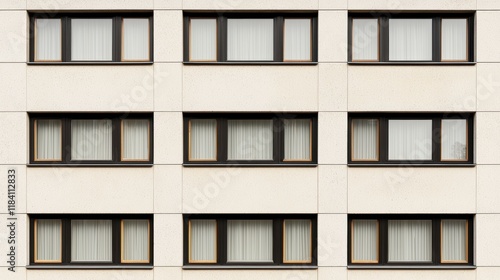 Modern Apartment Building Facade with Symmetrical Windows