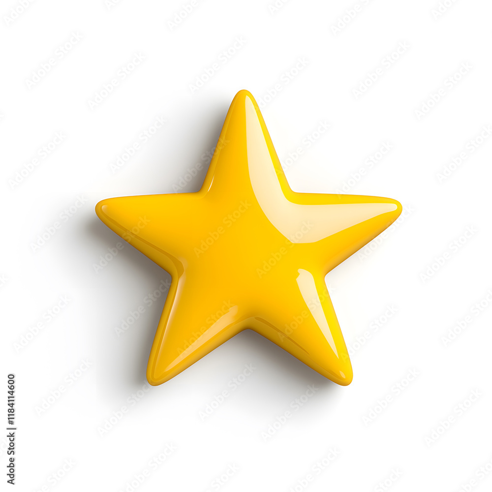 Obraz premium 3d gold glossy yellow star icon isolated on white background