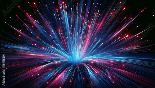 line, light, digital, data, science. Dynamic glowing line rays.