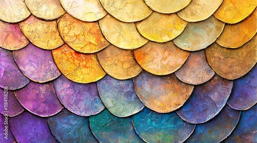 Wallpaper Mural Colorful Textured Scale Pattern with Warm and Cool Tones on an Artistic Background Torontodigital.ca