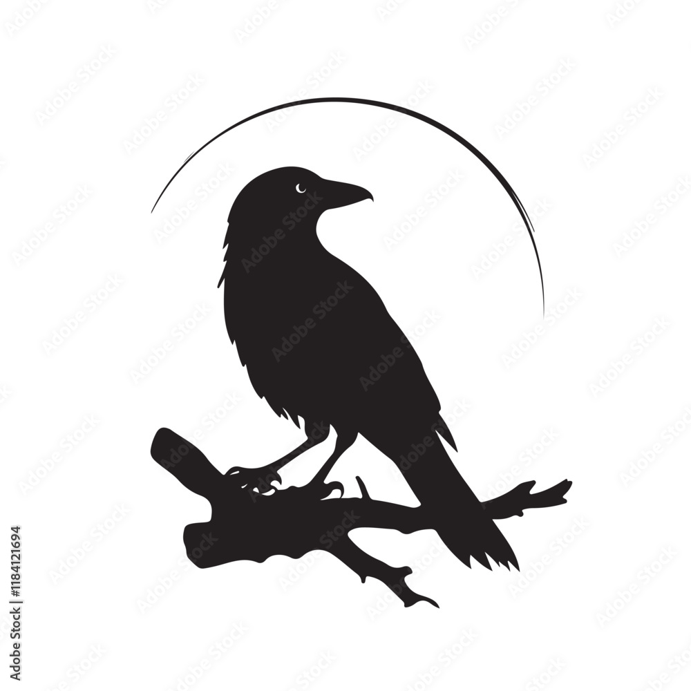 Fototapeta premium Crow Silhouette in Profile – Vector Art