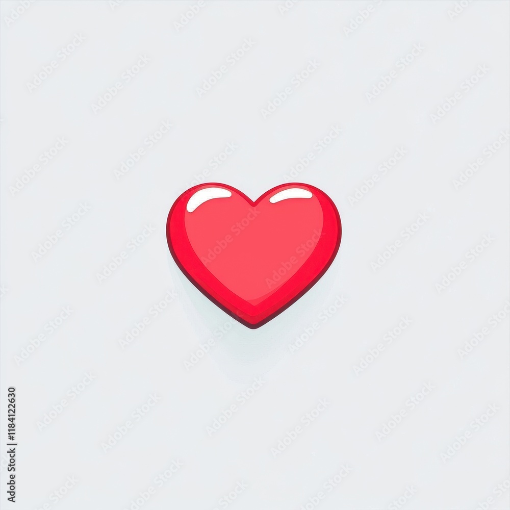 Bright and Cheerful Red Heart Icon with Glossy Finish on Subtle Background for Use in Romantic or Affectionate Themes in Graphic Design Projects Bright and Cheerful Red Heart Icon with Glossy Finish on Subtle Background for Use in Romantic or Affectionate Themes in Graphic Design Projects