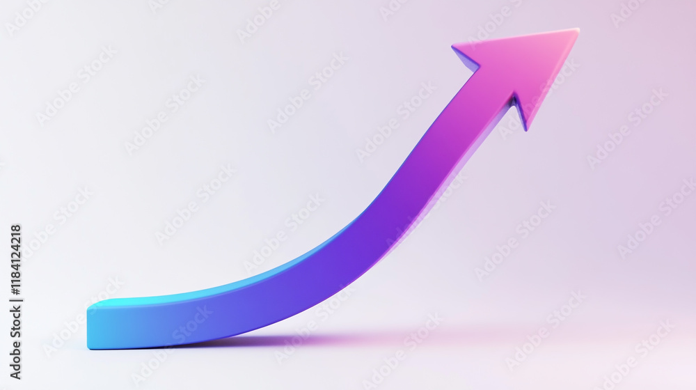 3D Render of a Minimalistic Curved Arrow in Purple and Blue 3D Render of a Minimalistic Curved Arrow in Purple and Blue