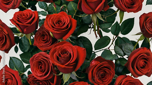 Red roses pattern romantic, bouquet, blossom, love, background, beautiful, red, flower, plant, decoration, spring, gift, fresh, rose, valentine, nature, petal, color, floral, romance, green, wedding, 