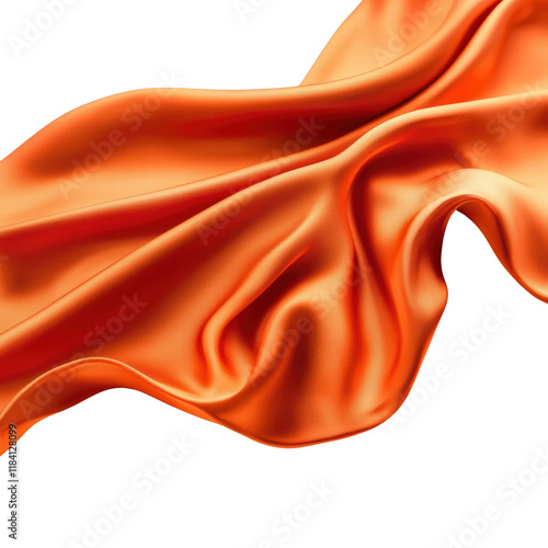 Flowing orange silk fabric draped elegantly