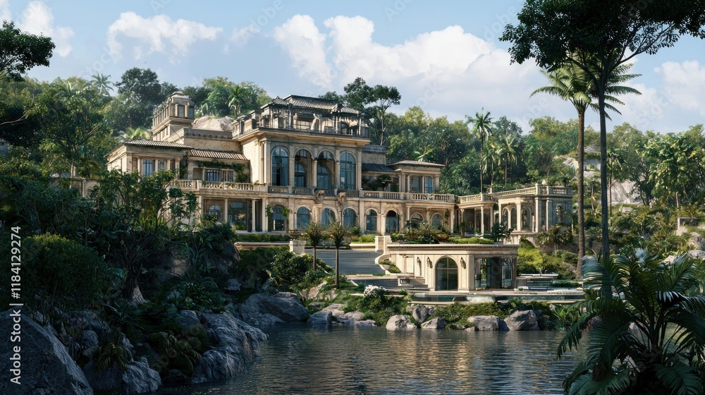 Luxury Tropical Mansion Estate: Architectural Paradise Luxury Tropical Mansion Estate: Architectural Paradise