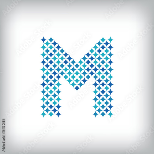 Modern star letter M logo. All numbers are in line strip form. Alphabet character and letters linear abstract design. Logo, corporate identity, application, creative poster and more.