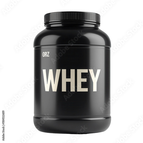 Whey protein jar on transparent background