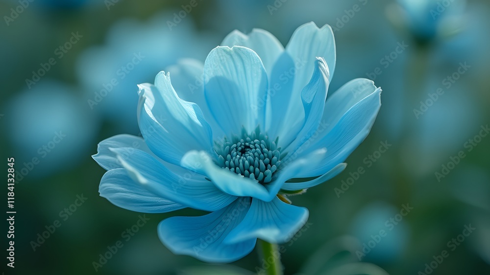 Fototapeta premium Close-up of Delicate Cyan Flower, Vibrant Petals and Stunning Bloom