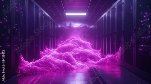 Ethereal Network Visualization in Glowing Pink Light