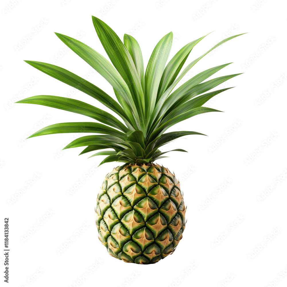 Fresh pineapple with vibrant green leaves Fresh pineapple with vibrant green leaves
