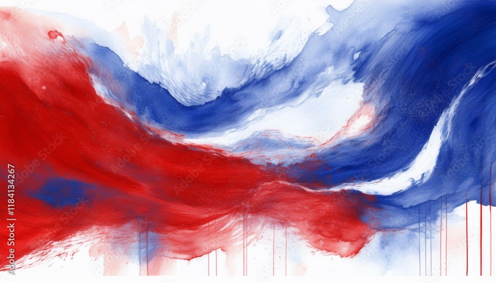 Fototapeta premium abstract red white and blue watercolor banner