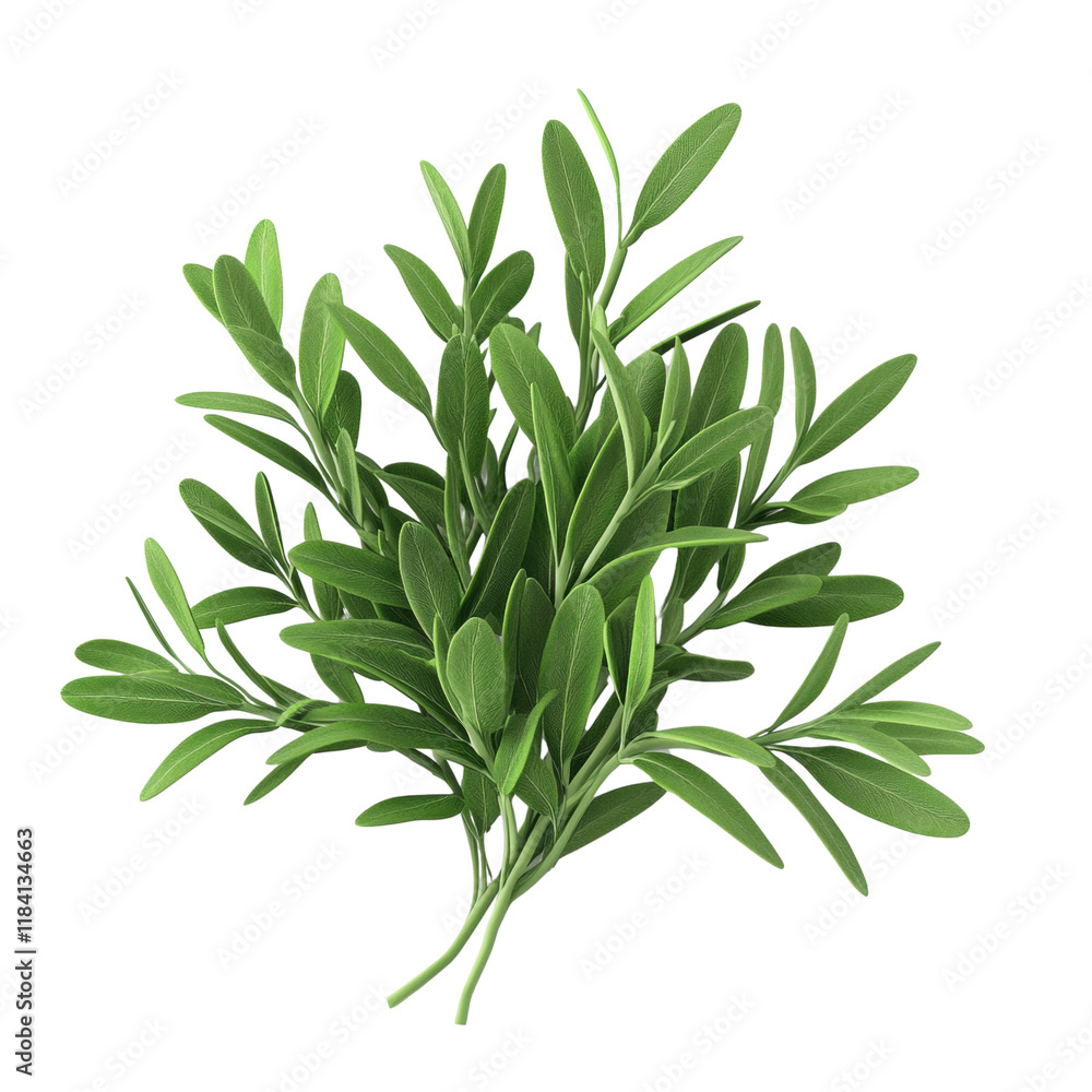 Fototapeta premium Fresh green herb sprigs with vibrant leaves