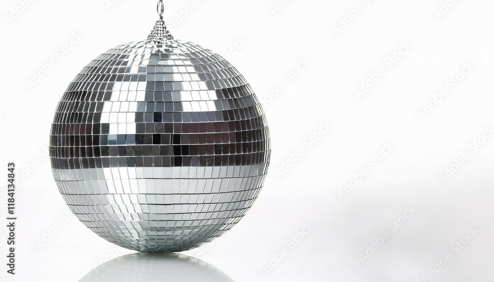 Fototapeta premium shiny silver disco mirror ball isolated on white background