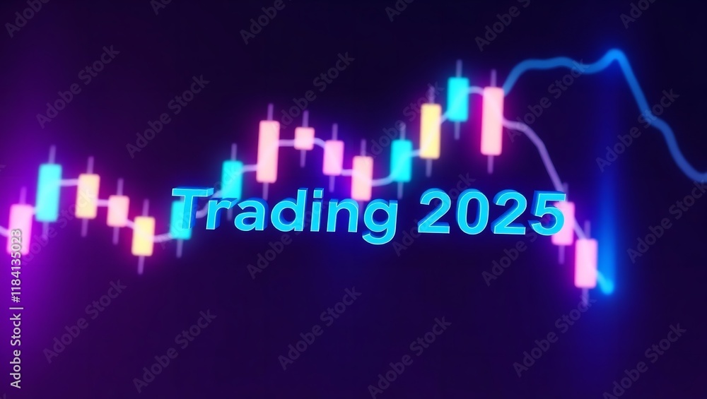 Trading 2025: Neon Candlestick Chart, Stock Market, Finance Trading 2025: Neon Candlestick Chart, Stock Market, Finance