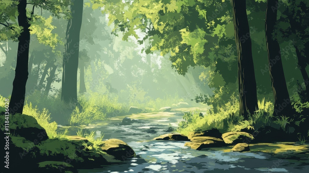 Serene Forest Stream A Peaceful Nature Scene Serene Forest Stream A Peaceful Nature Scene