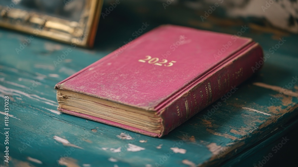 pink book displaying numbers 2025. new knowledge and beginnings. hobbies and reading. literature and study pink book displaying numbers 2025. new knowledge and beginnings. hobbies and reading. literature and study