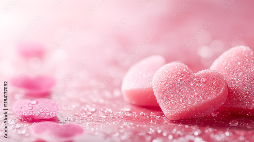 Obraz premium Delicate handmade soap hearts and gift boxes create a romantic atmosphere for special occasions