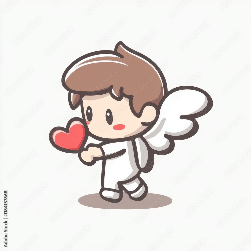 Cute Cartoon Angel Character with Heart Illustrating Love, Joy, and Affection in a Playful Style for Various Creative Projects Cute Cartoon Angel Character with Heart Illustrating Love, Joy, and Affection in a Playful Style for Various Creative Projects
