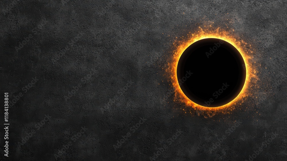 Fiery Ring of Fire on Dark Textured Background - Abstract Design Element Fiery Ring of Fire on Dark Textured Background - Abstract Design Element