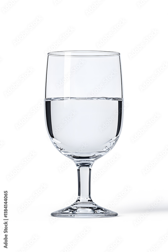 A clear wine glass filled with pure water isolated on white background A clear wine glass filled with pure water isolated on white background