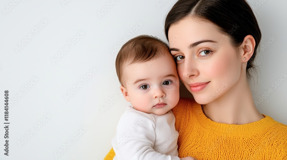 Loving Mother Embracing Baby with Soft Smile and Natural Light Loving Mother Embracing Baby with Soft Smile and Natural Light