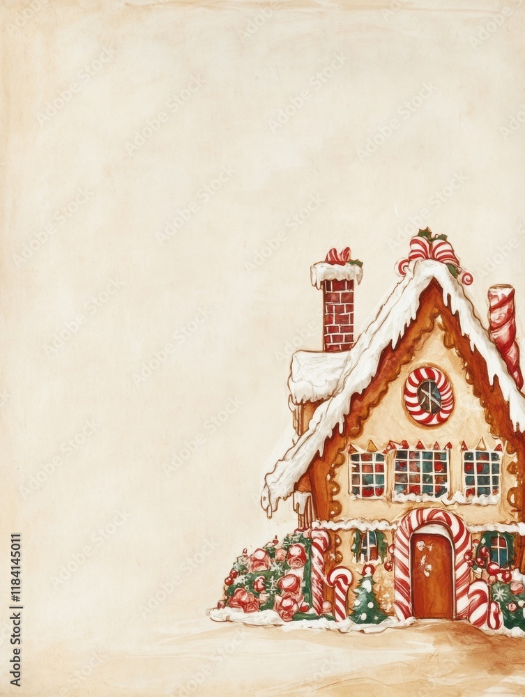 Fototapeta premium A Festive Gingerbread House Decorated For Christmas