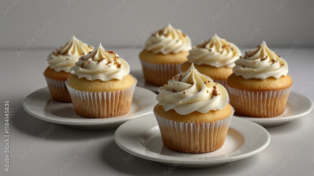 Vanila cupcakes on a plate, isolated with a white background, elegant and appetizing presentation. cutout png Vanila cupcakes on a plate, isolated with a white background, elegant and appetizing presentation. cutout png
