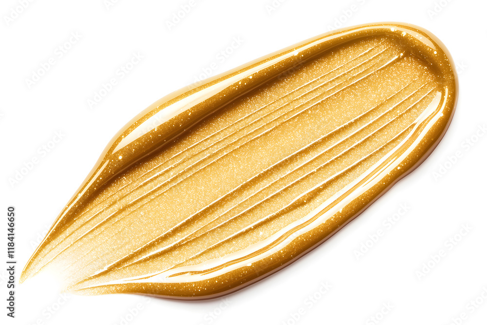 Golden metallic gel or paint smear isolated on white background Golden metallic gel or paint smear isolated on white background