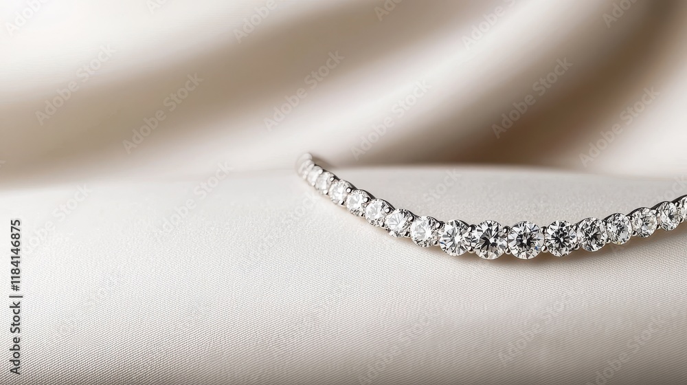 Elegant Clean White Diamond Encrusted Jewelry on Soft Satin Fabric Background Elegant Clean White Diamond Encrusted Jewelry on Soft Satin Fabric Background
