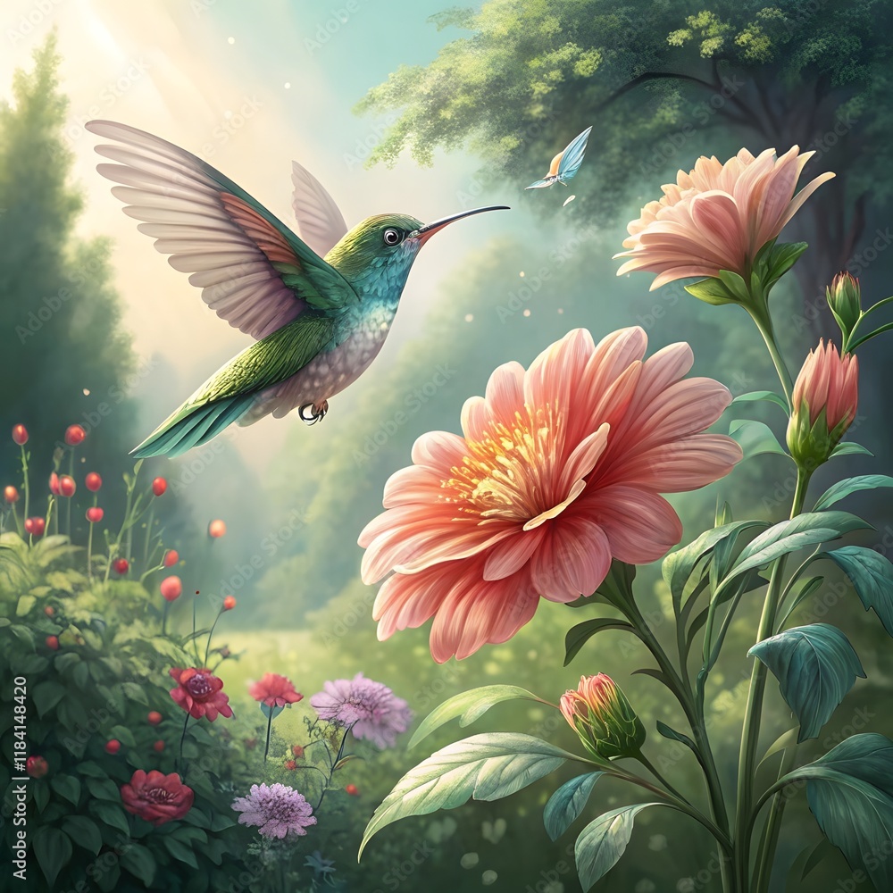hummingbird and flower hummingbird and flower
