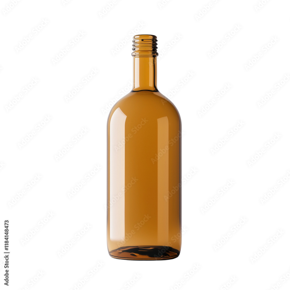 Empty amber glass bottle on a transparent background Empty amber glass bottle on a transparent background