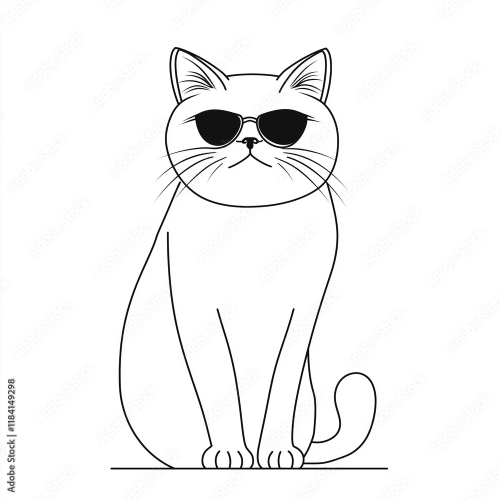 Obraz premium Simple line drawing of a Persian full body on a white background, 