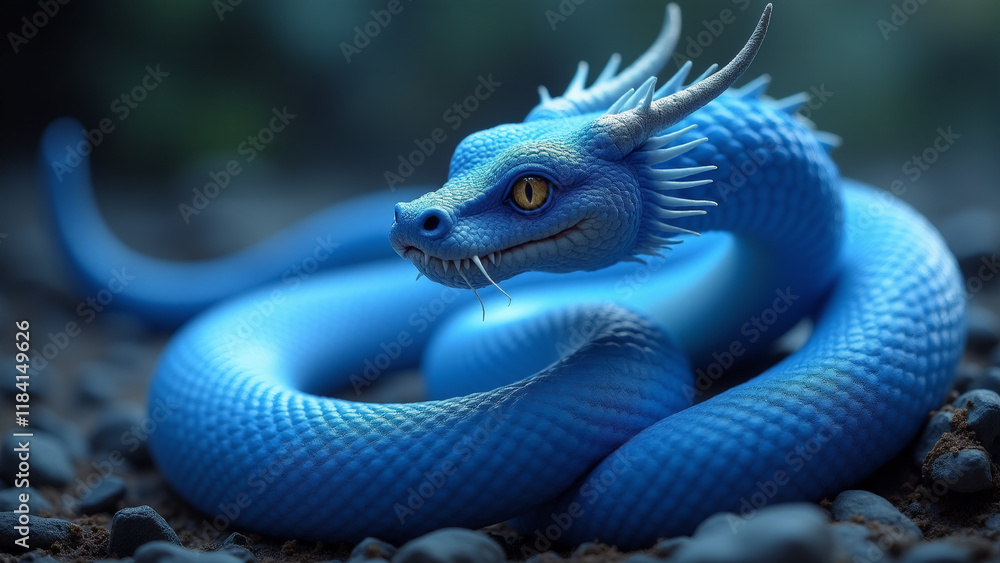 Fototapeta premium Blue Dragon, Generative AI