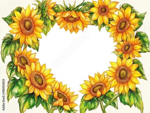 Sunflowers Forming A Heart Shaped Frame