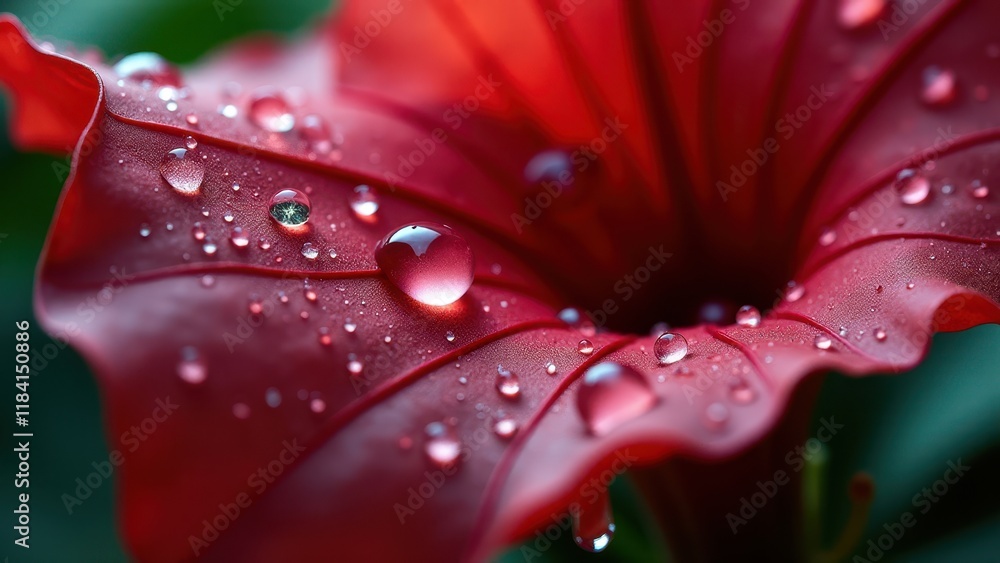 Close-Up View of Dew Drops on a Vibrant Red Petal
Close-Up View of Dew Drops on a Vibrant Red Petal