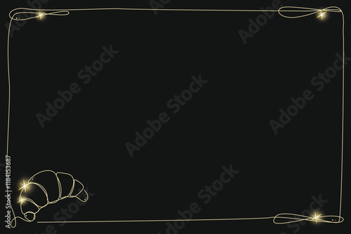 Line Art Croissant Bread Dessert Illustration. One Continuous Outline Curve Hand Drawn Sketch. Editable Vector Wavy Stroke. Flexible Drawn Line Form Trendy Modern Design. 