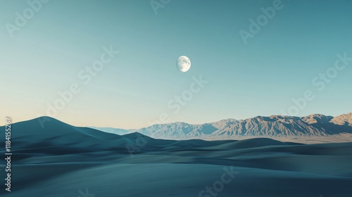 Mesquite flat sand dunes illuminated by the moon in death valley national park, california photo