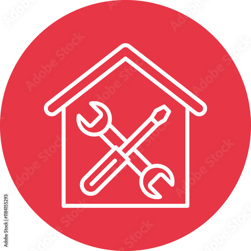 Home Renovation line circle icon